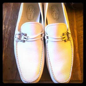 Salvatore Ferragamo White Leather Casino Drivers